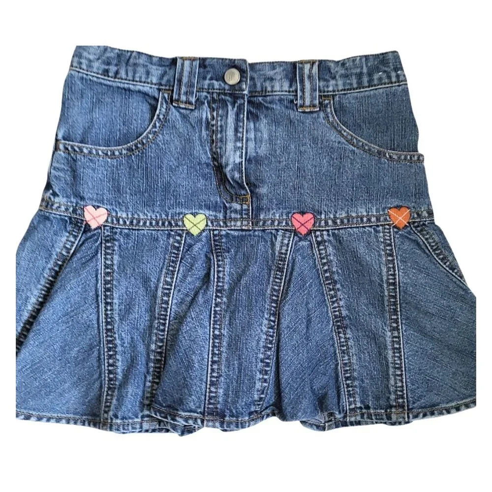 GYMBOREE Blue Adjustable Waist 100% Cotton Denim Jean Skort - Girls 8